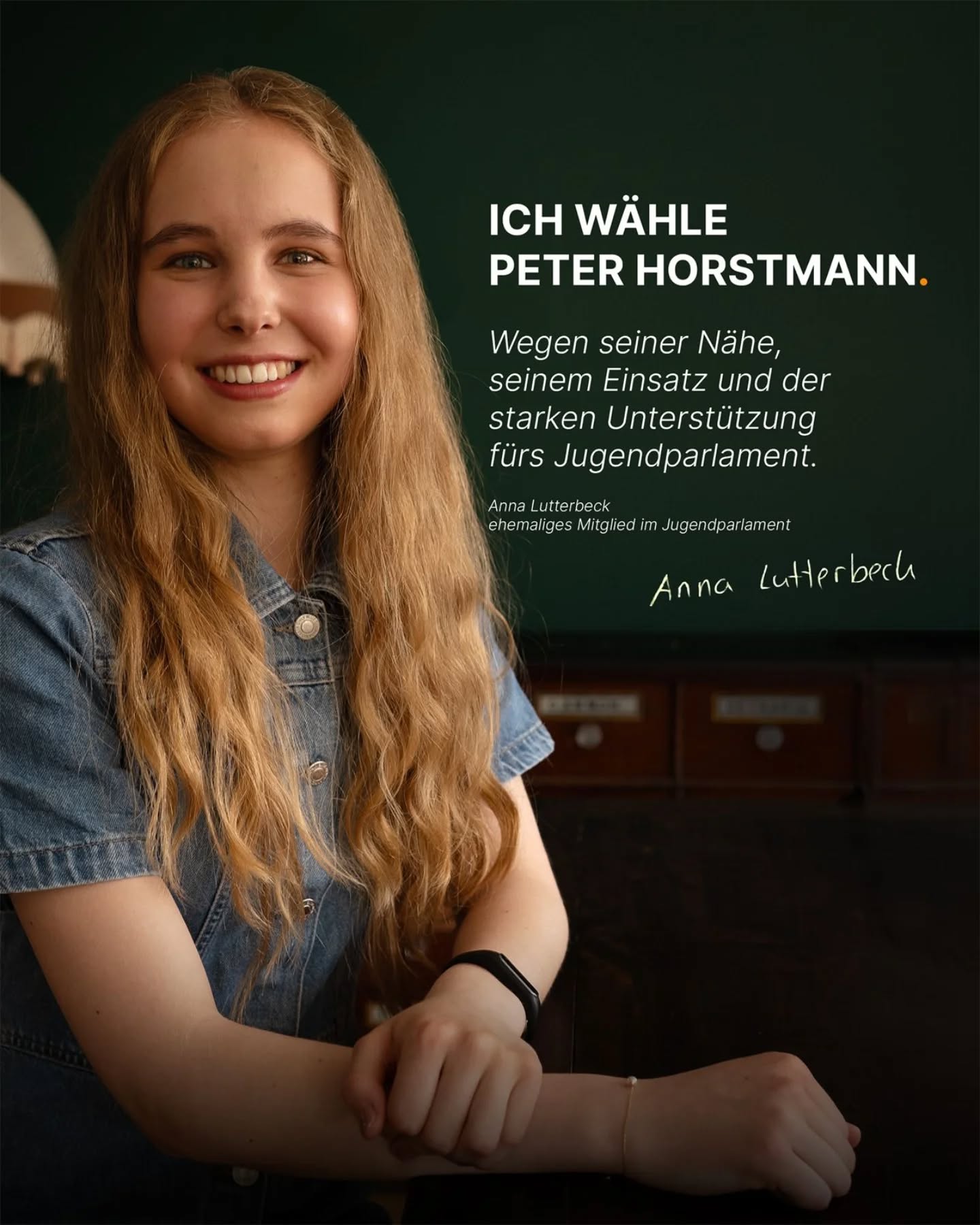 Anna Lutterbeck unterstützt Peter Horstmann als Bürgermeister 🙌
Sie war Abgeordnete im 1. @jugendparlament_warendorf (’23–’25), engagiert sich bei @germanwatch, war beim Jugendlandtag 2024 dabei – und macht gerade ihr Abi am Paul-Spiegel-Berufskolleg in Warendorf.
Warum sie Peter unterstützt?
👉 weil er nah dran ist
👉 weil er sich wirklich reinhängt
👉 und weil er das Jugendparlament von Anfang an stark unterstützt hat
„Peter hört zu, nimmt uns ernst und macht echt was für junge Menschen – das schätze ich total.“
#Warendorf #Jugendparlament #PeterHorstmann #PolitikVorOrt #JungeStimmen #Abitur2025